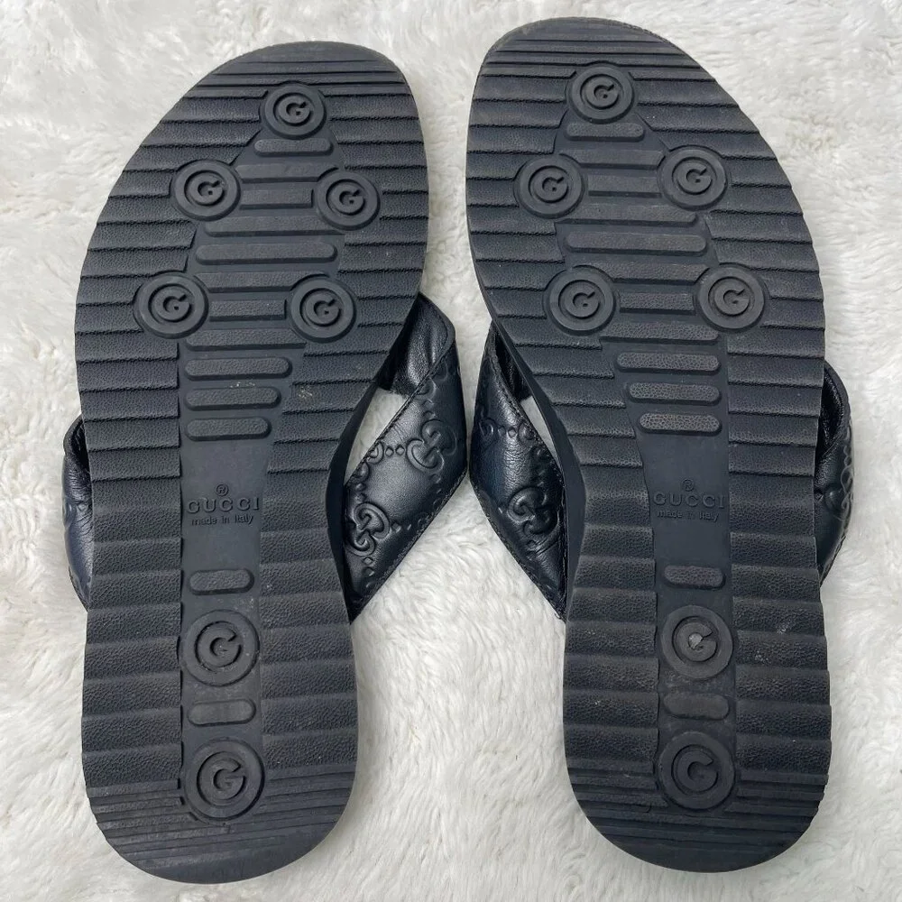 Y2K Vintage Gucci Women's Black Guccissima Leather Flat Thong Sandals Size 6.5/7 - Picture 11 of 11